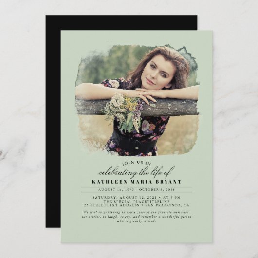 Künstlerische Elegant-Feier zum lebensbegleitenden Einladung (Vorne/Hinten)