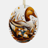 Künstlerische Ente mit Teich in Silhouette Keramik Ornament (Rechts)