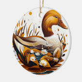 Künstlerische Ente mit Teich in Silhouette Keramik Ornament (Links)