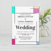 Künstlerische Farbblöcke Moderne Hochzeit Einladung (Stehend Vorderseite)