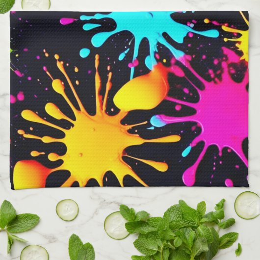 Künstlerische Farbburst mit treibender Farbe Geschirrtuch (Gefaltet)