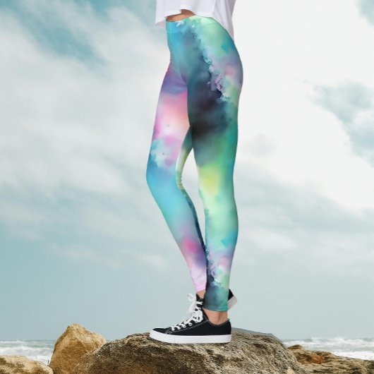 Künstlerische Farbenfrohe Aurora Borealis Lights Leggings