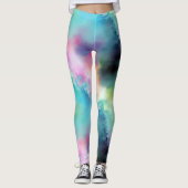 Künstlerische Farbenfrohe Aurora Borealis Lights Leggings (Vorderseite)