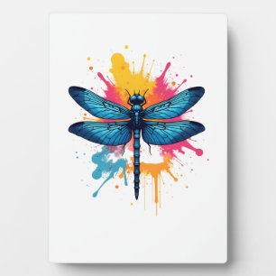Künstlerische farbenfrohe Pop-Art bemalte Libelle Fotoplatte