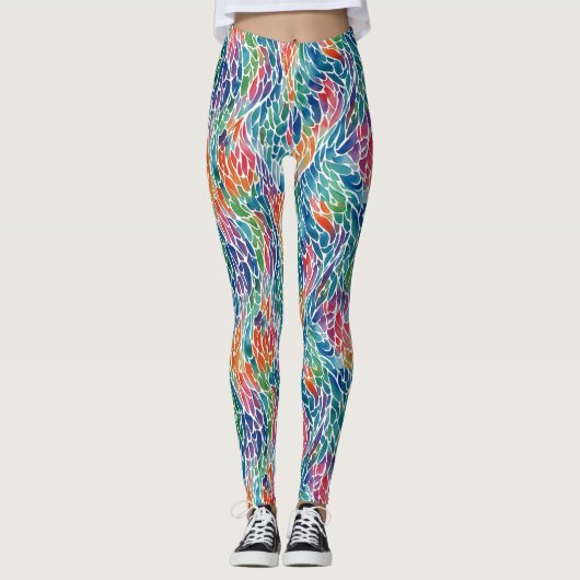 Künstlerische Farbenfrohe Regenbogenforelle Wasser Leggings (Vorderseite)