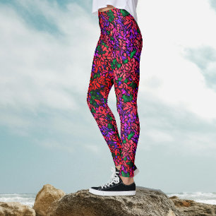 Künstlerische Farbige Pflanzen Botanische Florale Leggings