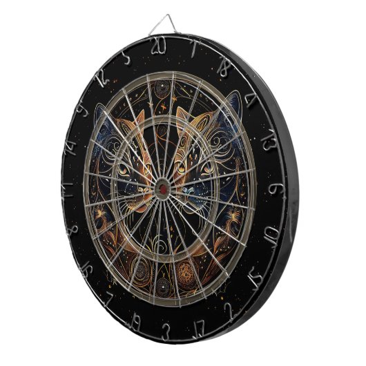 Künstlerische Feline Circle Twin Cats Dartscheibe (Vorderseite rechts)