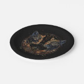 Künstlerische Feline Circle Twin Cats Pappteller (Schrägansicht)