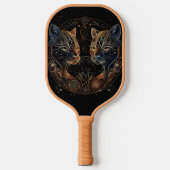 Künstlerische Feline Circle Twin Cats Pickleball Schläger (Vorderseite)
