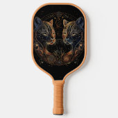 Künstlerische Feline Circle Twin Cats Pickleball Schläger (Rückseite)