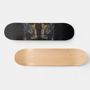 Künstlerische Feline Circle Twin Cats Skateboard