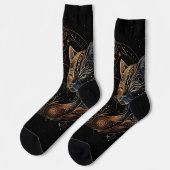 Künstlerische Feline Circle Twin Cats Socken (Linkes Detail)