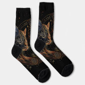Künstlerische Feline Circle Twin Cats Socken (Rechts)