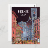 Künstlerische Firenze Italia Street Scene mit Duom Postkarte (Vorne/Hinten)