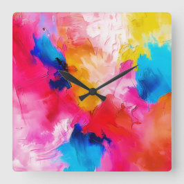 künstlerische Flecken - modern Quadratische Wanduhr