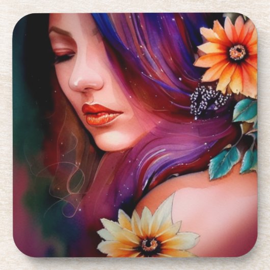 Künstlerische Frau Getränkeuntersetzer (Vorderseite)
