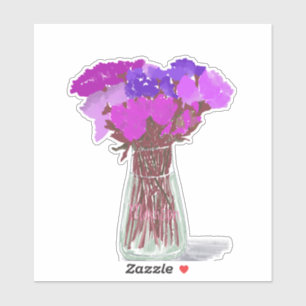 Künstlerische fröhliche Blume in Vase +Individuell Aufkleber
