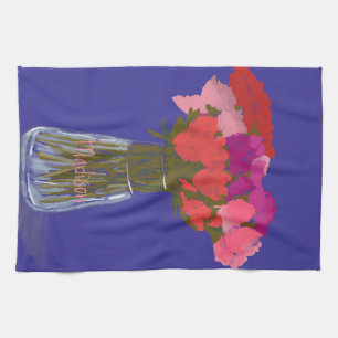 Künstlerische fröhliche Blume in Vase +Individuell Geschirrtuch