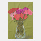 Künstlerische fröhliche Blume in Vase +Individuell Geschirrtuch (Vertikal)