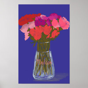 Künstlerische fröhliche Blume in Vase +Individuell Poster
