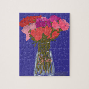 Künstlerische fröhliche Blume in Vase +Individuell Puzzle