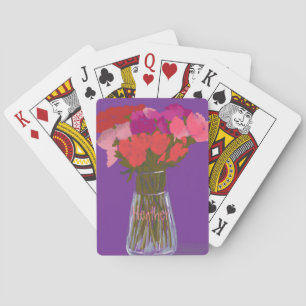 Künstlerische fröhliche Blume in Vase +Individuell Spielkarten