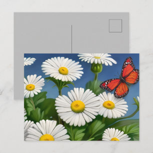 Künstlerische Fun Daisis und Schmetterlinge Postkarte