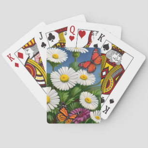 Künstlerische Fun Daisis und Schmetterlinge Spielkarten