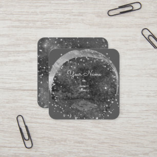 Künstlerische Galaxie mit fliegenden Untertassen Quadratische Visitenkarte