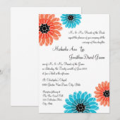 Künstlerische Gartenkoralle und Blue Wedding Einladung (Vorne/Hinten)