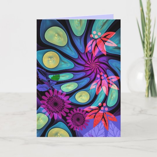 Kunstlerische Geburtstagskarte Mit Fantasie Blumen Karte Zazzle De
