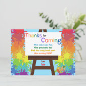 Künstlerische Geburtstagsparty Danke Karte (Stehend Vorderseite)