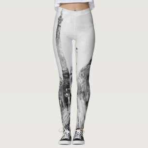 Künstlerische Gemälde in Schwarz und Weiß. Leggings