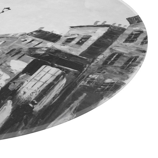 Künstlerische Gemälde in Schwarz und Weiß. Schneidebrett (Ecke)