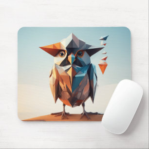 Künstlerische geometrische Abbildung einer Eule Bl Mousepad