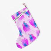 Künstlerische Girly Neon Pink Blue Painted Betta F Kleiner Weihnachtsstrumpf (Rückseite (Hängend))