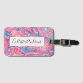 Künstlerische Girly Pink Blue Paint Floral Illustr Gepäckanhänger (Vorderseite (Horizontal))