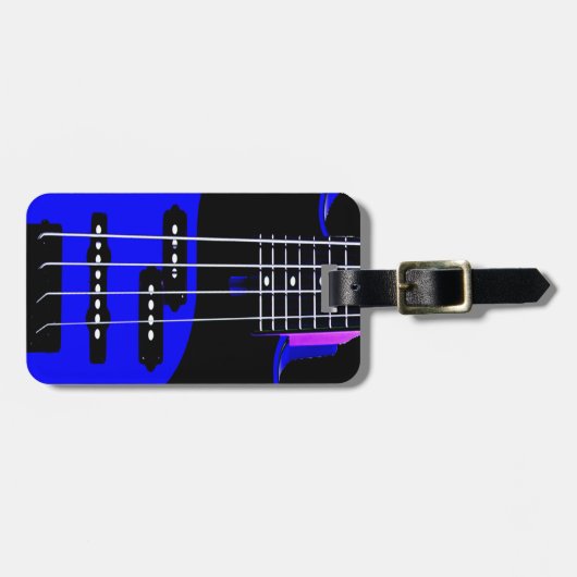 Künstlerische Gitarre Blau und Schwarz Gepäckanhänger (Vorderseite horizontal)
