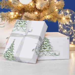 Künstlerische Grafik zeichne Weihnachtsbäume moder Geschenkpapier