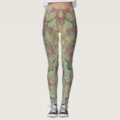 Künstlerische Green Damask Leggings (Vorderseite)