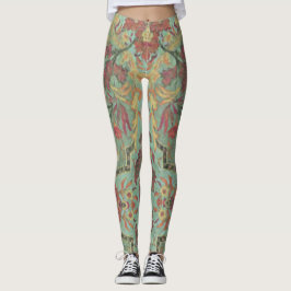 Künstlerische Green Damask Leggings