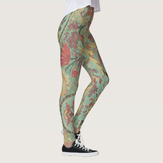 Künstlerische Green Damask Leggings (Rechts)