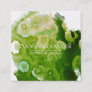 Künstlerische grüne abstrakte Aquarellkunst Quadratische Visitenkarte