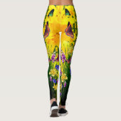 Künstlerische Grüne Fun Butterfly Spring Blumen Leggings (Rückseite)