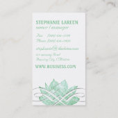 Künstlerische grüne Lotus-Blüte auf Weiß Visitenkarte (Rückseite)