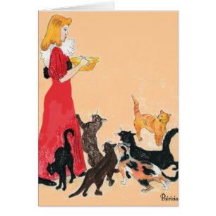 künstlerische grüßende/Mitteilungskarten Katzen