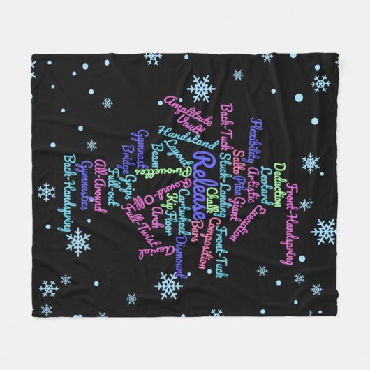 Künstlerische Gymnastik Word Cloud Snowflake Fleecedecke (Vorderseite (Horizontal))