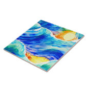 Künstlerische Hand gezeichnet verrückte Ozeanwelle Fliese (Seite)