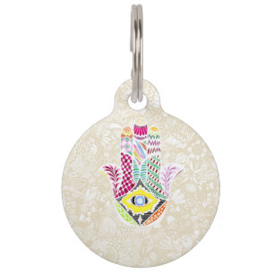 Künstlerische Hand gezeichnete Hamsa Hand Haustiermarke