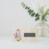 Künstlerische Hand gezeichnete Hamsa Hand Visitenkarte (Stehend Vorderseite)